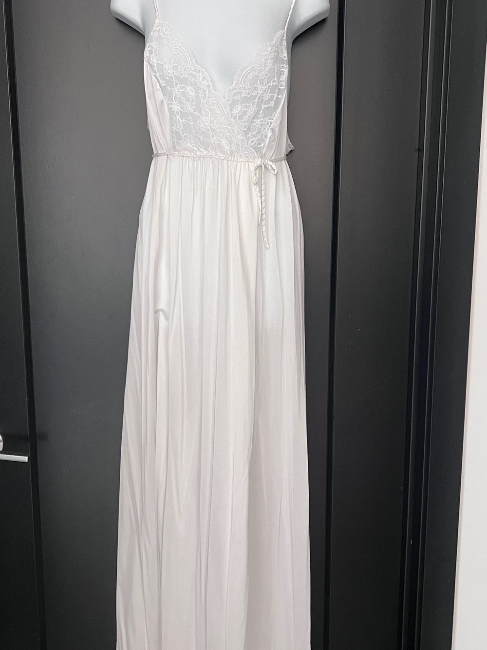 White Lace-Trim Long Chemise Slip